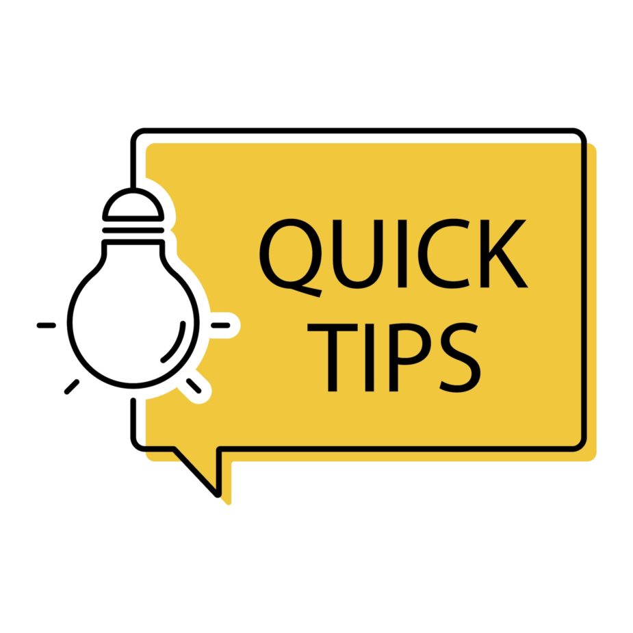 A message bubble that says "quick tip" with a light bulb next to it