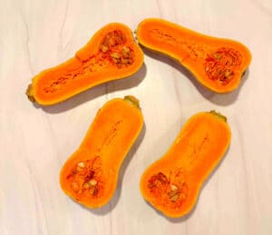 4 honeynut and honeypatch squash halves