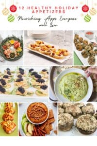 A collage of holiday appetizer images.