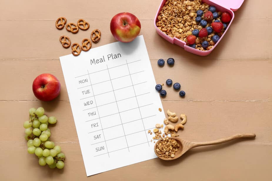 Plant based meal prep ideas starts with making a weekly meal plan.