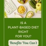 A table set with plant foods and the title, "Is a Plant-based Diet Right for You?" below the picture